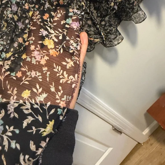 Ralph Lauren Black Floral Tiered Maxi Skirt with Multicolor Print - Picture 4 of 6